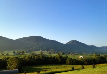 sunrise - valley, sky, mountians, sunset, nature, blue, green, ihpone, hdr, sunrise