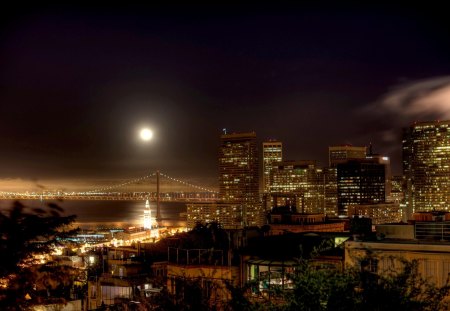 MOONLIGHTED CITY - usa, san-francisco, san francisco, california, city