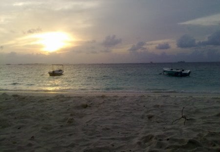 Sunset In Maldives - maldives, sandy, sunset, beach