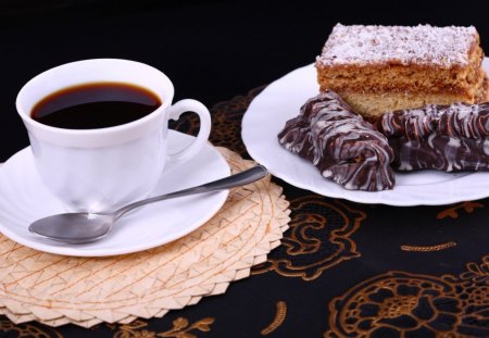 MID MORNING COFFEE - cups, refreshments, desserts, coffee, cakes, good morning, chocolate