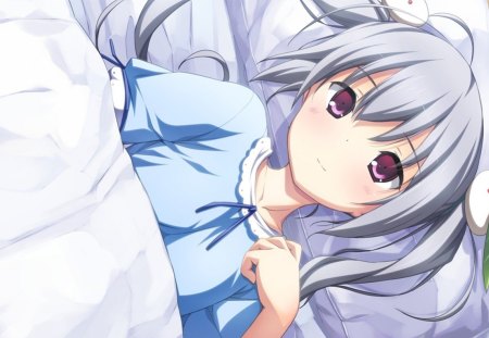 Kamine Mashiro - anime, grey, anime girl, blue, material brave, kamine mashiro