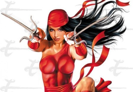 Bandida - woman, beauty, sexy, bandida, warrior, fighter, red, sword, brunette, fantasy girl