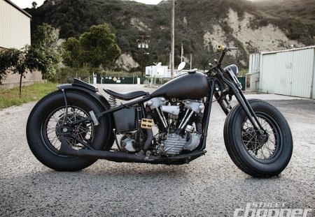 A â€™40 Knuck - black, custom, bike, spokes