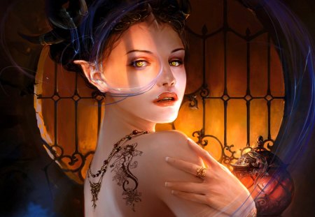 Fantasy Tattoo. - lip, nose, ear, hair