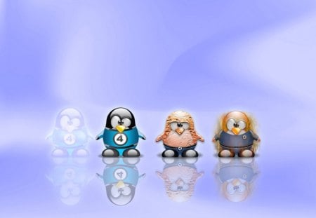 Fantastic 4 Penguins - fantastic 4, penguins, linux