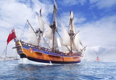 Replica of Endeavour on Sydney Harbor Australia