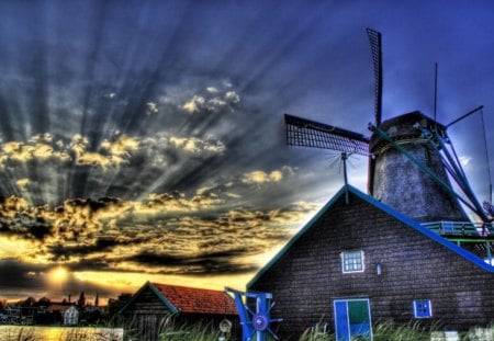 Netherlands - wallpaper, mill, wall, hdr, pic, picture, image, nature, sunset, netherlands, country, sky, sunsets, europe, clouds, holland, house, colors