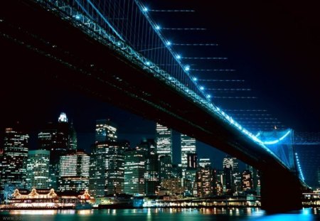 Brooklyn Bridge Evening New York  - evening, brooklyn bridge, new york