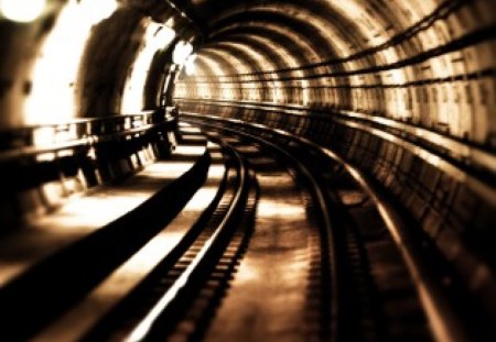 Metro Tunnel - train, underground, tunnel, metro, lights