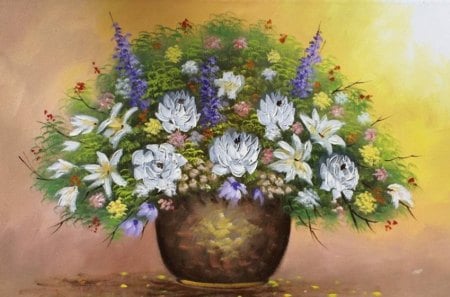 Floral Art - art, bouquet flowers, vase