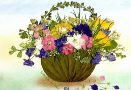 Flower Basket - flowers, basket, art