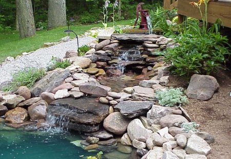 Garden with fountain - garden, nature