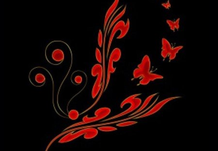 Red butterflies - red, butterflies