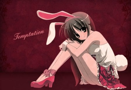 Bunnygirl - brown eyes, anime, pia carrot, bunnygirl, temptation, pink dress