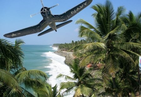 Corsair - aircraft, flying, bay, corsair