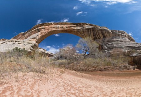 natural bridge - desert, arch, sand, bridge, brook