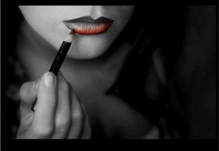 make up - black and white, lipstick, photography, lip pencil