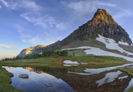 sunrise at glacier np montana - mountain, sunrise, pnd, snow