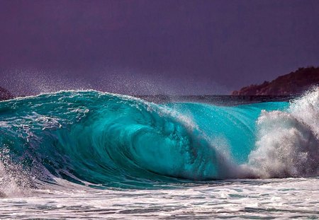 Surf at Nightfall - ocean, dusk, surf, wave