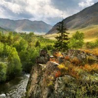 river beside a mountain