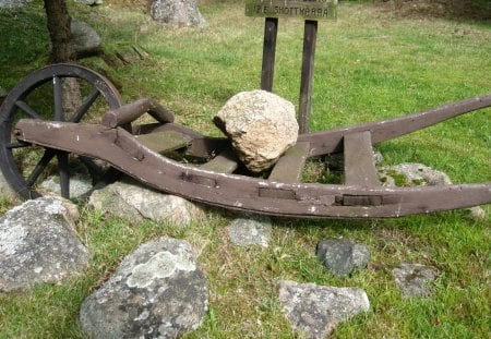 Alphems Aboretum - stones, garden, grass, wheelbarrow