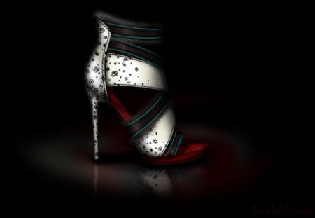 Cruella DeVil shoe - shoe, photo, black, white, cruella devil, red, disney, sexy, wallpaper