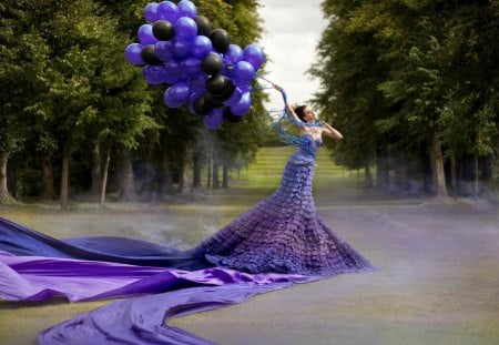 BEAUTY IN PURPLE DRESS - dress, beauty, violet, purple