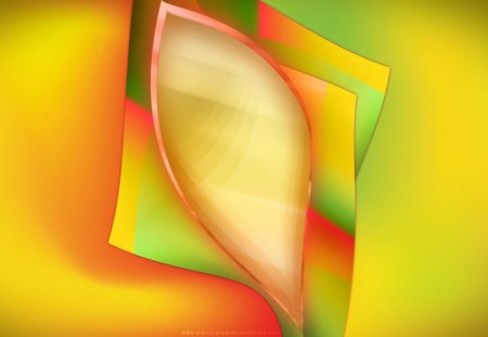 Glowing Bud - shiny, glow, abstract, yellow, green, smooth, layers, pink