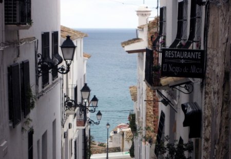 Altea, Spain - white, blue, spain, sea, houses, architecture, sky