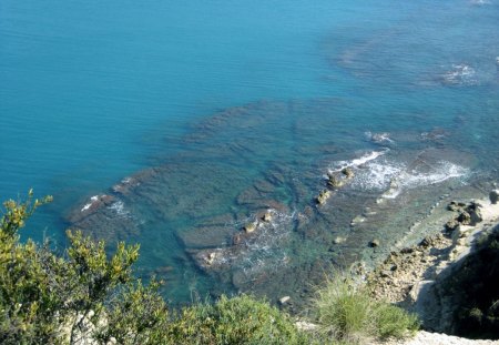 Coast - oceans, nature, trees, blue, water, coast, waves