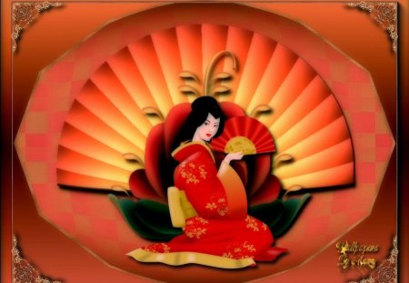 Oriental Lotus - flowers, lotus, oriental, fans, orient