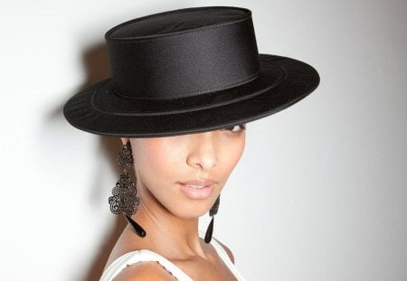 Black Hat - fashion, black, hat, model