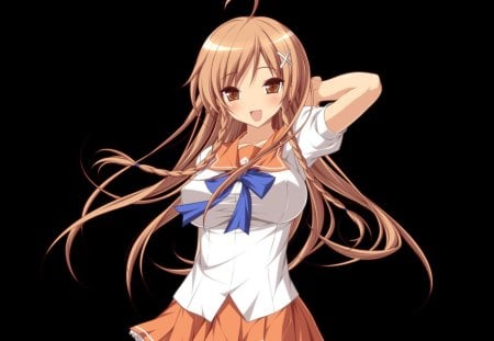 Anime - anime, school uniform, long hair, cute