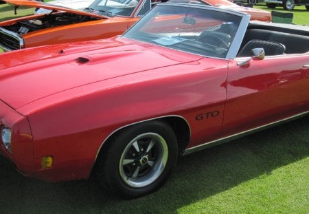 1964 Pontiac GTO - red, headlights, chrome, black, photography, tires, pontiac