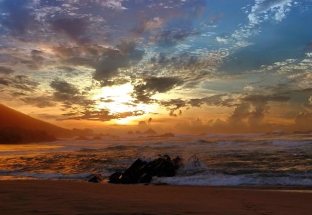 Beautiful View - sky, view, beach, ocean, red, beautiful, sunset