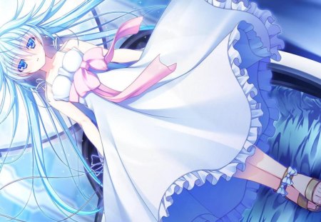 Azurite - cg, game, blue, dress, girl, cute, long hair