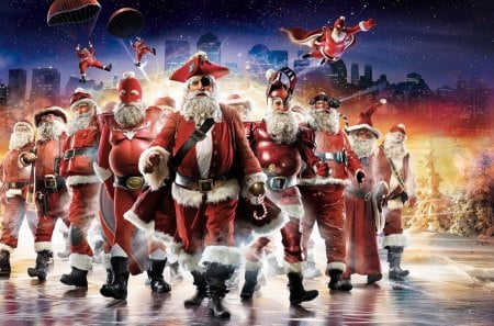 *** Santa Clauses ** - merzczyzni, adorable, cartoon, swiete, winter, night, mikolaje, ludzie, santa, santaclauses, snow, cute