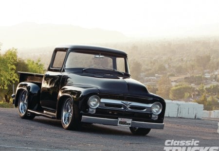 ’56 F-100 - truck, black, v8, classic