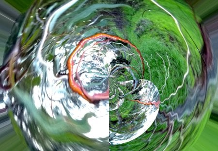 Kinky sphere - abstract, green, roots, sphere, earth, kinky, art