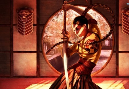 The Conqueror - samurai, art, sword, fantasy