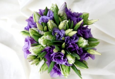 * Bouquet * - purple, tulips, green, bouquet, flowers