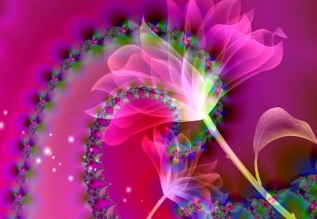 Flowers from Heaven - fractal, brian exton, romantic, flower