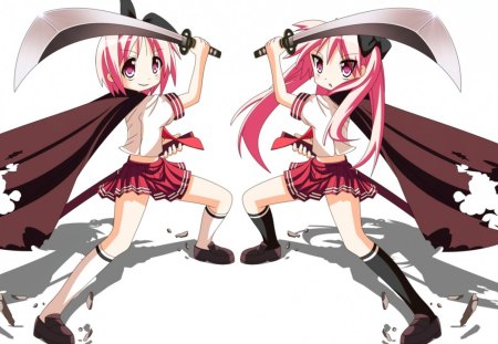 Warrior girl - blade, lucky star, swrd, anime, girl, cute, hiiragi kagami, hiiragi tsukasa