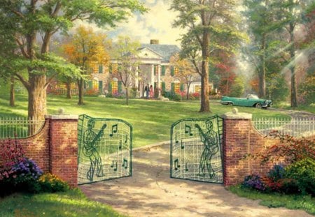 ELVIS PRESLEY GRACELAND GATE - presley, painting, gates, gate, elvis, elivs, graceland