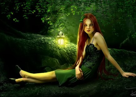 Fantasy - red, fairy, fantasy, hair