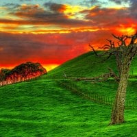 sensational hillside sunset hdr