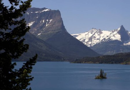 Montana Scenery - mountains, sky, lake, tree