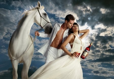 *** Love couple and a horse ***