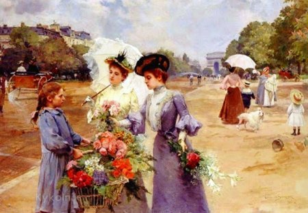 Nice Painting - painting, selling, flowers, girl