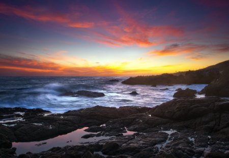 Ocean View - splendor, sunrise, view, ocean waves, sky, clouds, sunlight, beautiful, sea, beauty, colors, lovely, ocean, nature, sunset, waves, seascape, peaceful, rocks